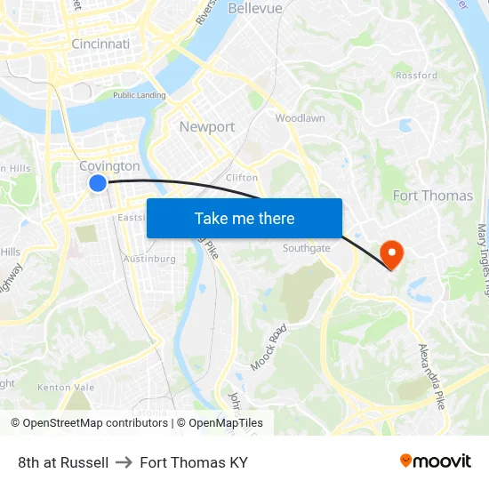 8th at Russell to Fort Thomas KY map