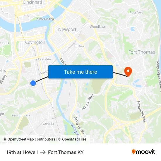 19th at Howell to Fort Thomas KY map