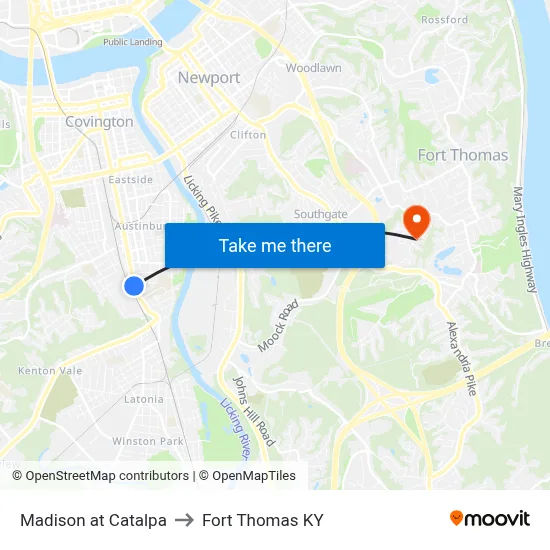 Madison at Catalpa to Fort Thomas KY map