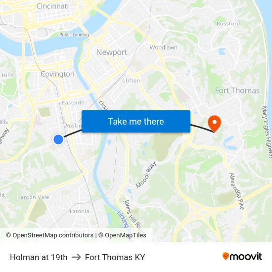 Holman at 19th to Fort Thomas KY map