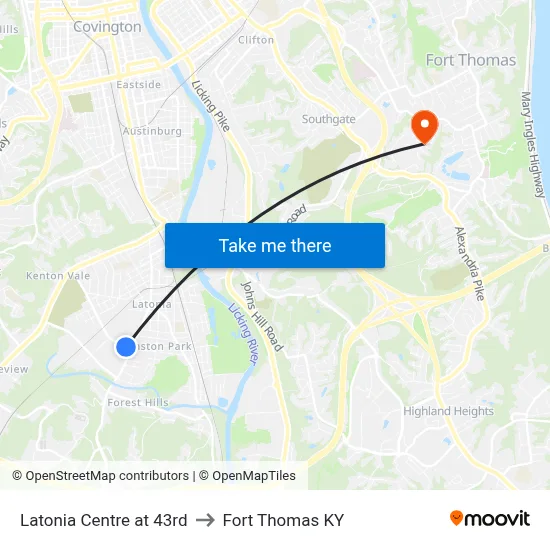 Latonia Centre at 43rd to Fort Thomas KY map