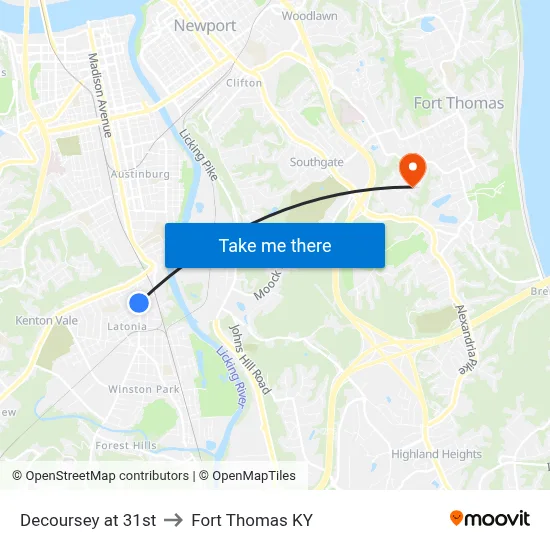 Decoursey at 31st to Fort Thomas KY map