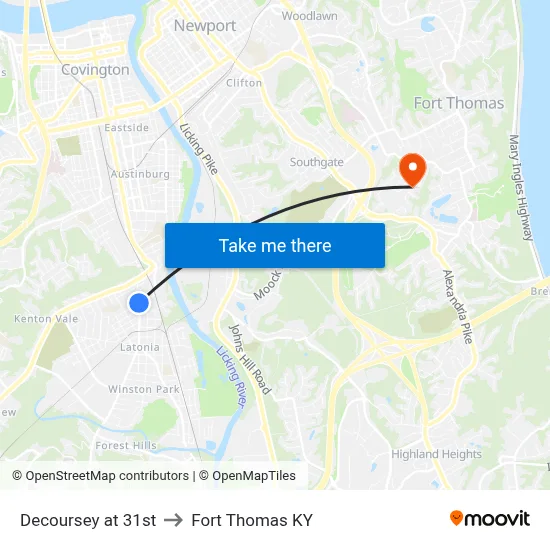 Decoursey at 31st to Fort Thomas KY map