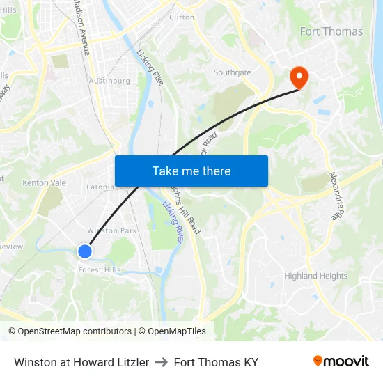 Winston at Howard Litzler to Fort Thomas KY map