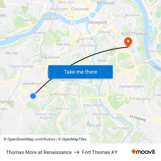 Thomas More at Renaissance to Fort Thomas KY map