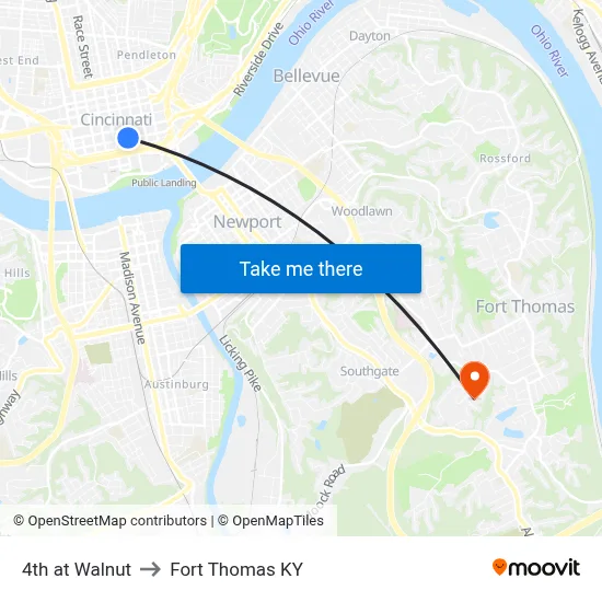 4th at Walnut to Fort Thomas KY map