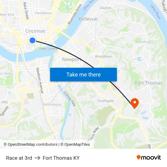 Race at 3rd to Fort Thomas KY map