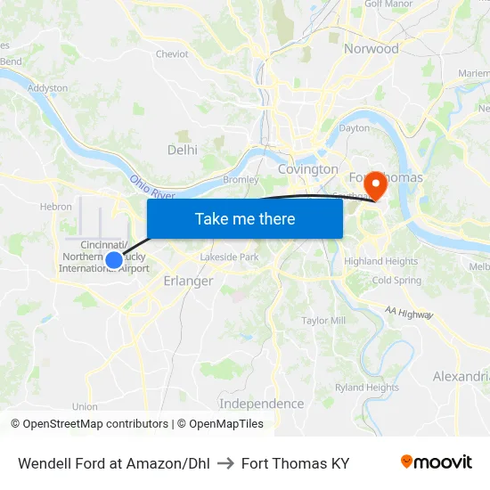 Wendell Ford at Amazon/Dhl to Fort Thomas KY map