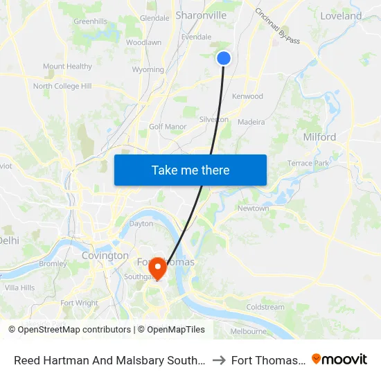 Reed Hartman And Malsbary Southbound to Fort Thomas KY map