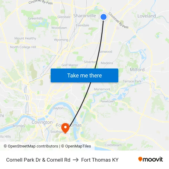 Cornell Park Dr & Cornell Rd to Fort Thomas KY map