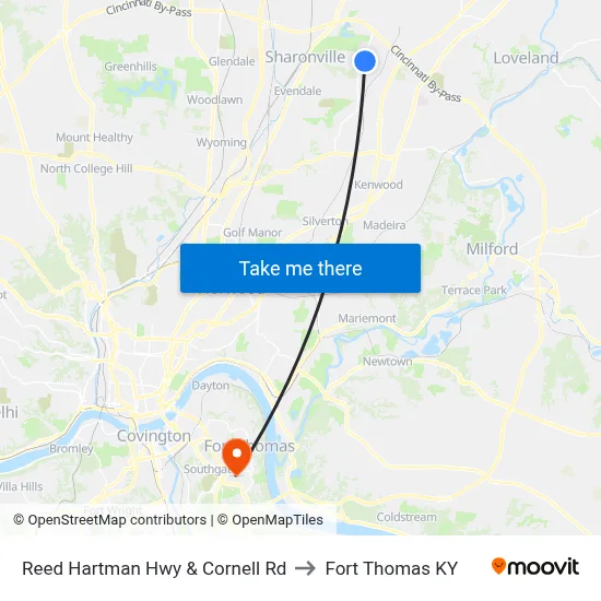 Reed Hartman Hwy & Cornell Rd to Fort Thomas KY map