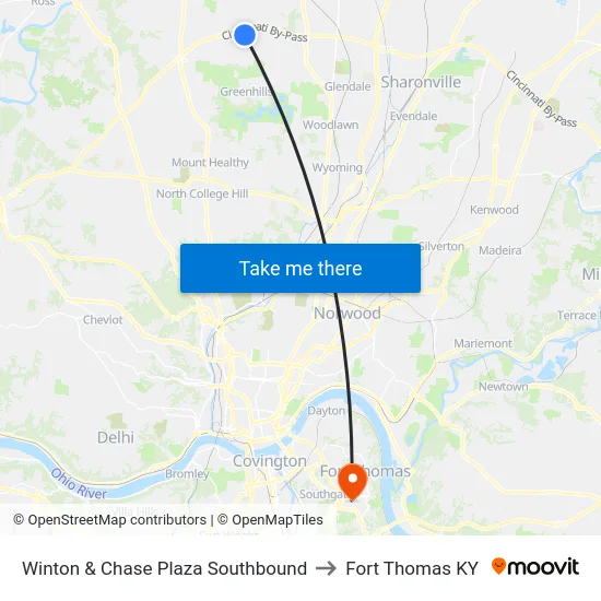 Winton & Chase Plaza Southbound to Fort Thomas KY map