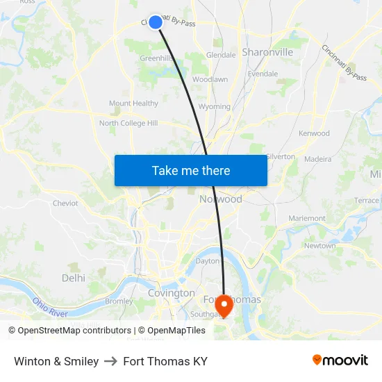 Winton & Smiley to Fort Thomas KY map