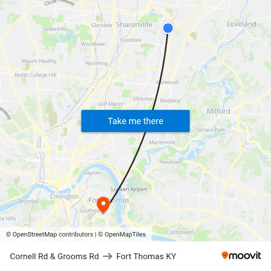 Cornell Rd & Grooms Rd to Fort Thomas KY map
