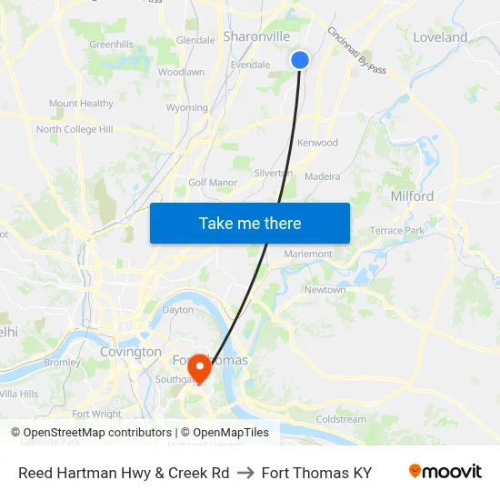 Reed Hartman Hwy & Creek Rd to Fort Thomas KY map