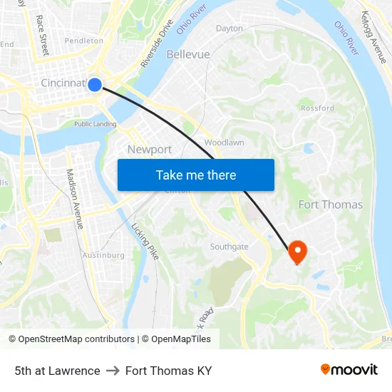 5th at Lawrence to Fort Thomas KY map