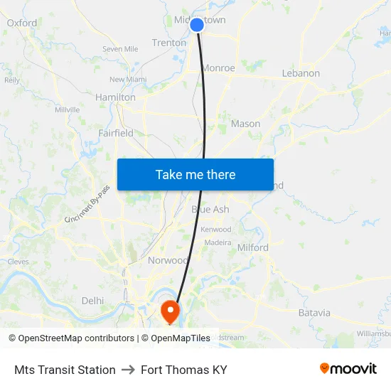 Mts Transit Station to Fort Thomas KY map