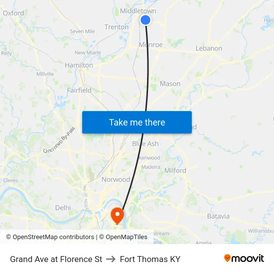 Grand Ave at Florence St to Fort Thomas KY map