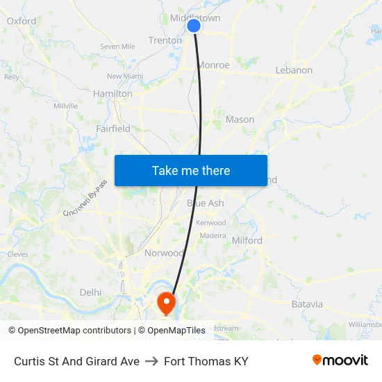 Curtis St And Girard Ave to Fort Thomas KY map