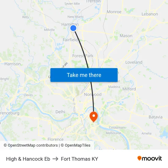 High & Hancock Eb to Fort Thomas KY map