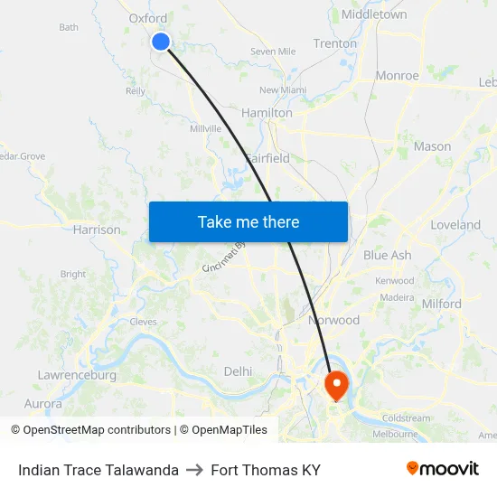 Indian Trace Talawanda to Fort Thomas KY map