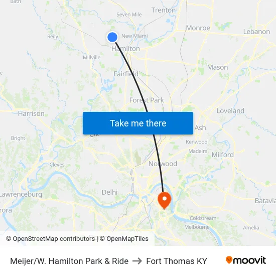 Meijer/W. Hamilton Park & Ride to Fort Thomas KY map