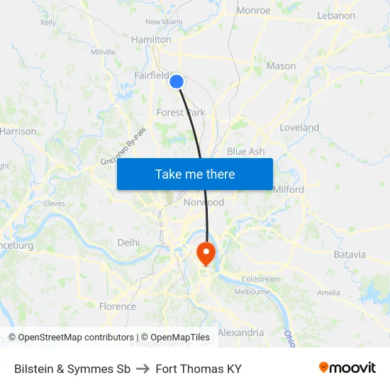 Bilstein & Symmes Sb to Fort Thomas KY map