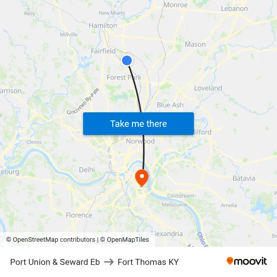 Port  Union & Seward Eb to Fort Thomas KY map