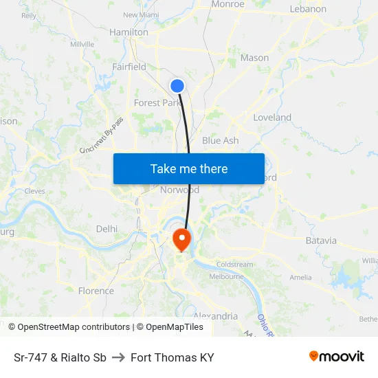 Sr-747 & Rialto Sb to Fort Thomas KY map