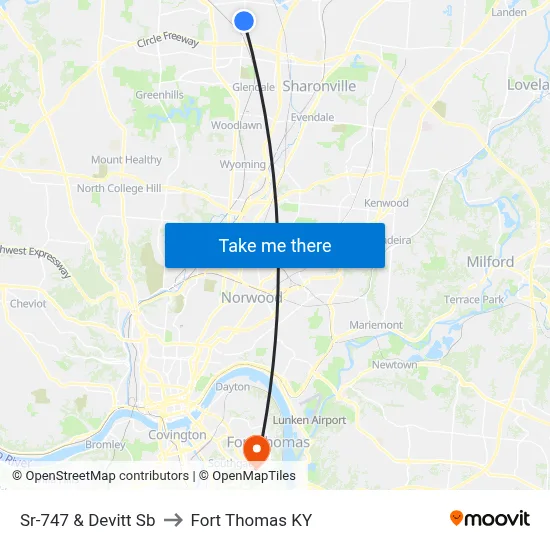 Sr-747 & Devitt Sb to Fort Thomas KY map