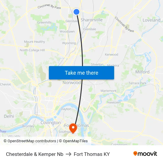 Chesterdale & Kemper Nb to Fort Thomas KY map
