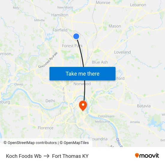 Koch Foods Wb to Fort Thomas KY map
