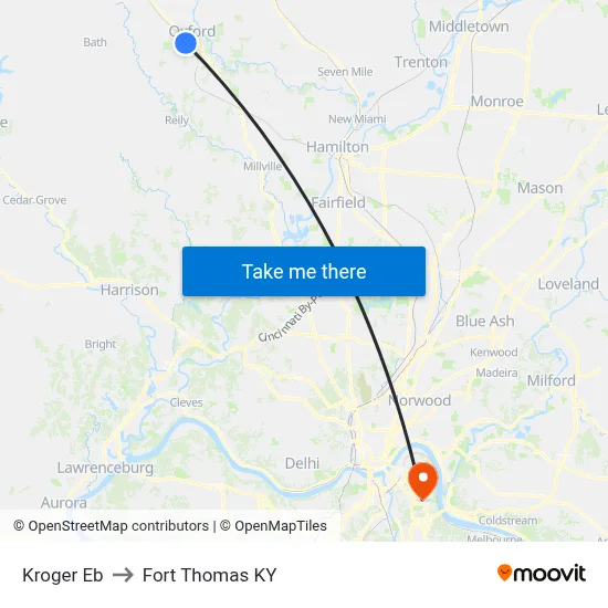 Kroger Eb to Fort Thomas KY map