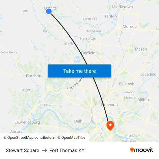 Stewart Square to Fort Thomas KY map