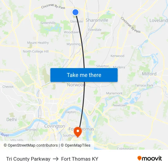 Tri County Parkway to Fort Thomas KY map