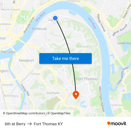 6th at Berry to Fort Thomas KY map