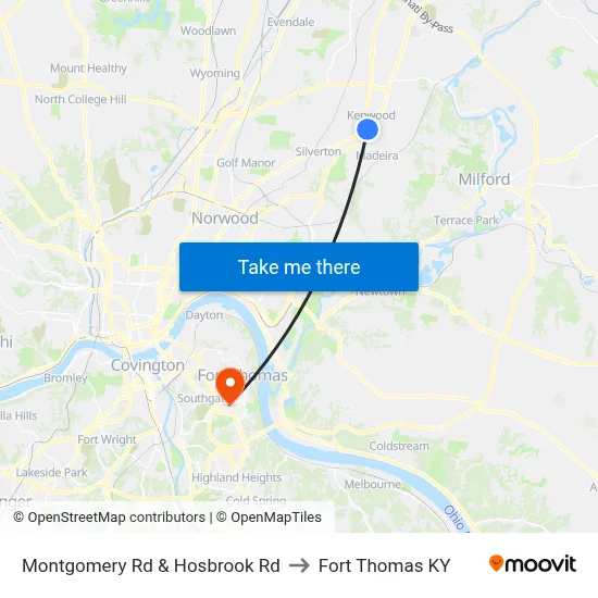 Montgomery Rd & Hosbrook Rd to Fort Thomas KY map