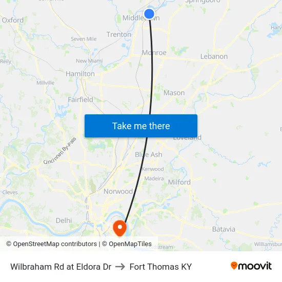 Wilbraham Rd at Eldora Dr to Fort Thomas KY map
