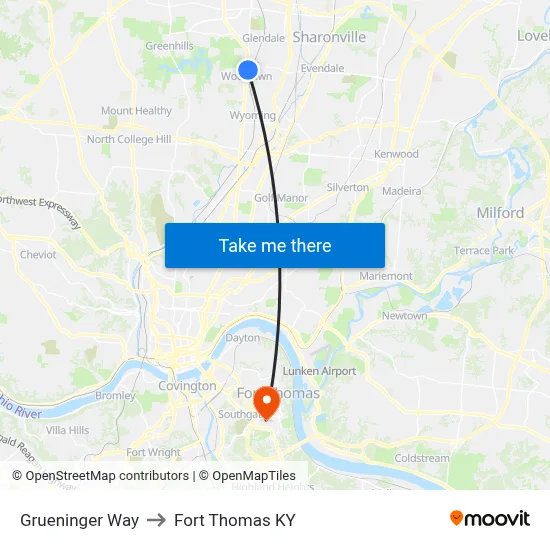 Grueninger Way to Fort Thomas KY map