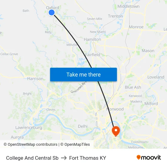 College And Central Sb to Fort Thomas KY map
