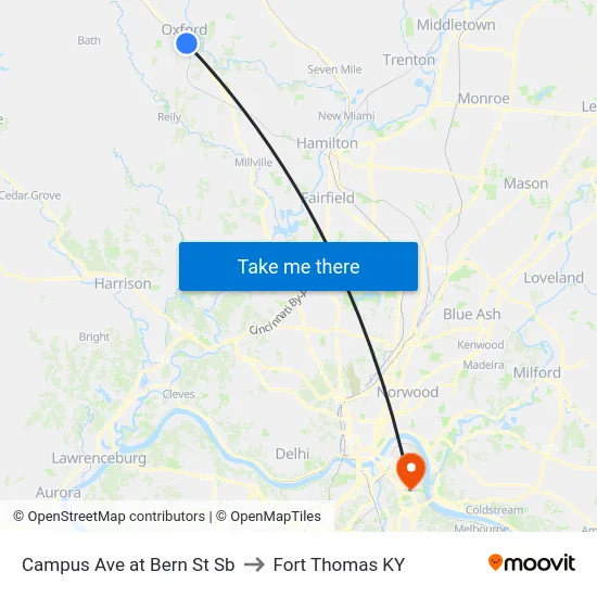 Campus Ave at Bern St Sb to Fort Thomas KY map