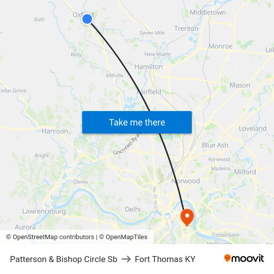 Patterson & Bishop Circle Sb to Fort Thomas KY map