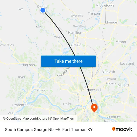 South Campus Garage Nb to Fort Thomas KY map