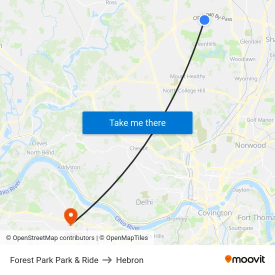 Forest Park Park & Ride to Hebron map