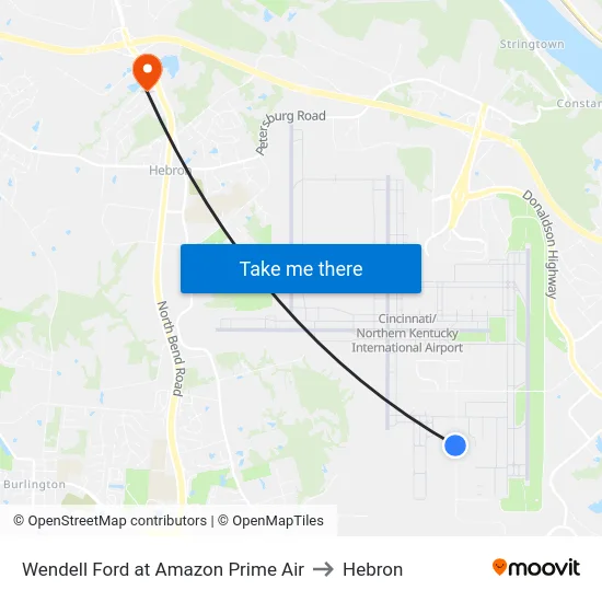 Wendell Ford at Amazon Prime Air to Hebron map