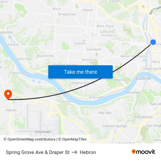 Spring Grove Ave & Draper St to Hebron map