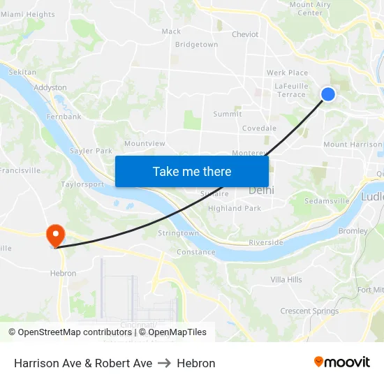 Harrison Ave & Robert Ave to Hebron map