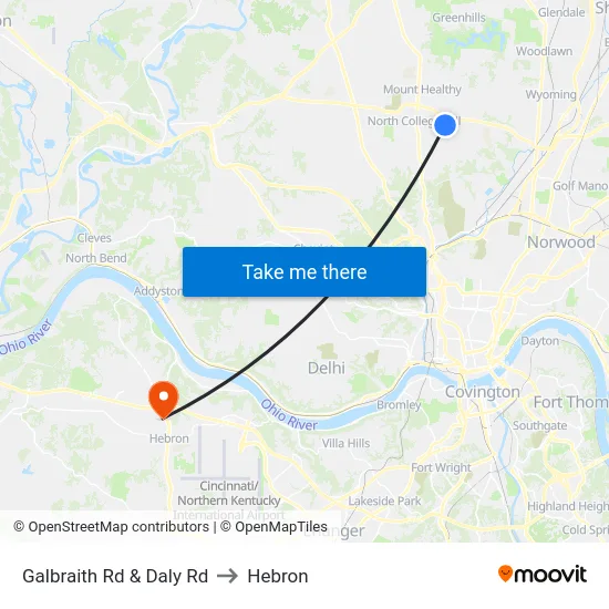 Galbraith Rd & Daly Rd to Hebron map