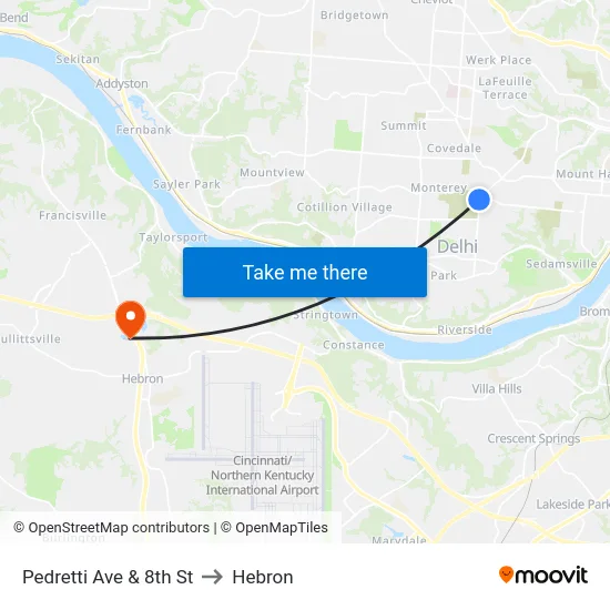 Pedretti Ave & 8th St to Hebron map