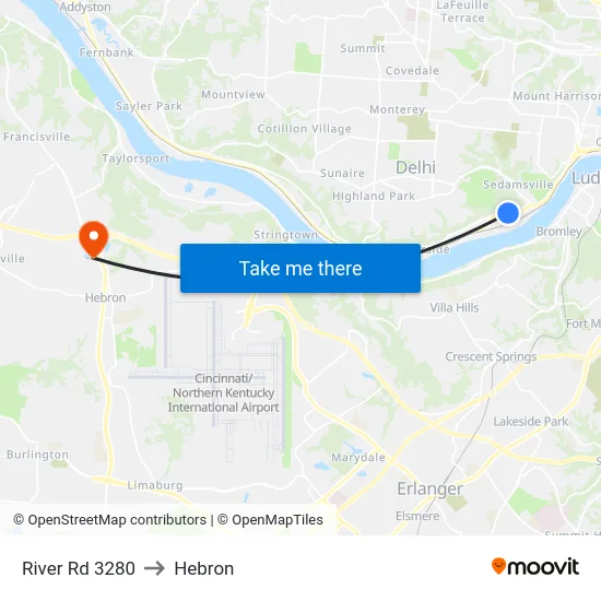 River Rd 3280 to Hebron map